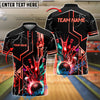 BlueJose Bowling And Pins Strike Explosion Lightning Customized Name, Team Name 3D Shirt (4 Colors)