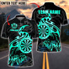 BlueJose Darts Golden Bull Tribal Flame Customized Name, Team Name 3D Shirt (4 Colors)
