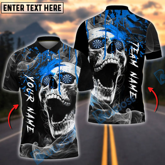 BlueJose Darts Horror Skull Smoke Fire Customized Name, Team Name 3D Shirt (4 Colors)