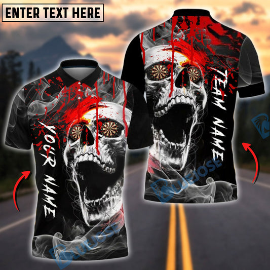 BlueJose Darts Horror Skull Smoke Fire Customized Name, Team Name 3D Shirt (4 Colors)