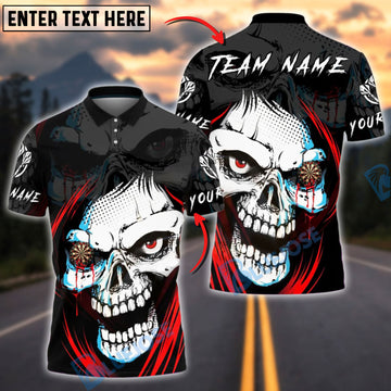 BlueJose Darts Skull Face Eyes Customized Name, Team Name 3D Shirt (4 Colors)