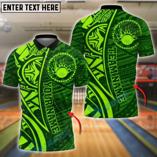 BlueJose Bowling And Pins Tribal Polynesian Pattern Customized Name, Team Name 3D Shirt (4 Colors)