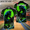 BlueJose Bowling And Pins Werewolf Eyes Moon Customized Name, Team Name 3D Shirt (4 Colors)