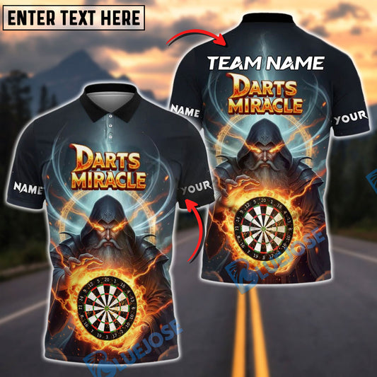 BlueJose Darts Wizard Miracle Dartboard Fire Personalized Name Shirt