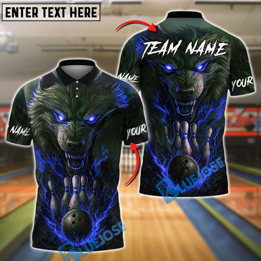 BlueJose Bowling And Pins Werewolf Eyes Thunder Customized Name, Team Name 3D Shirt (4 Colors)