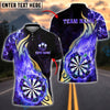 BlueJose Darts Golden Rainbow Flame Dartboard Customized Name, Team Name 3D Shirt (4 Colors)