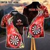 BlueJose Darts Golden Rainbow Flame Dartboard Customized Name, Team Name 3D Shirt (4 Colors)