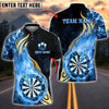 BlueJose Darts Golden Rainbow Flame Dartboard Customized Name, Team Name 3D Shirt (4 Colors)