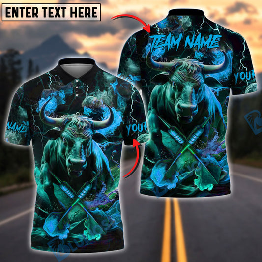 BlueJose Darts Bull Fiery Smoke Splash Customized Name, Team Name 3D Shirt (4 Colors)
