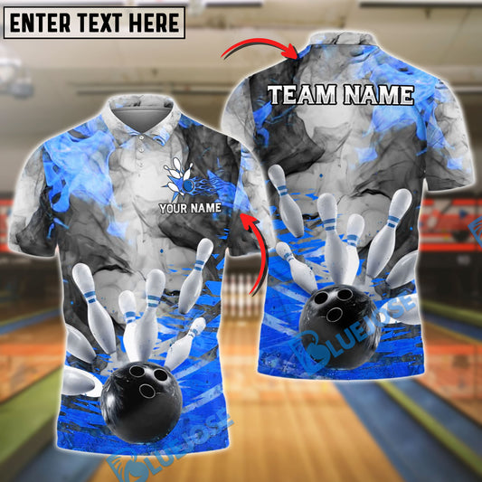 BlueJose Bowling Flaming Strike Customized Name, Team Name 3D Shirt (4 Colors)