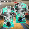 BlueJose Bowling Flaming Strike Customized Name, Team Name 3D Shirt (4 Colors)