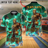 BlueJose Bowling And Pins Mummy Lightning Golden Ball Customized Name, Team Name 3D Shirt (4 Colors)