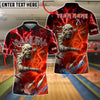 BlueJose Bowling And Pins Mummy Red Lightning Power Customized Name, Team Name 3D Shirt (4 Colors)