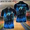 BlueJose Bowling And Pins Rider Dark Horse Blue Flame Customized Name, Team Name 3D Shirt (4 Colors)
