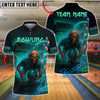 BlueJose Bowling And Pins Skeleton Arcade Neon Red Customized Name, Team Name 3D Shirt (4 Colors)