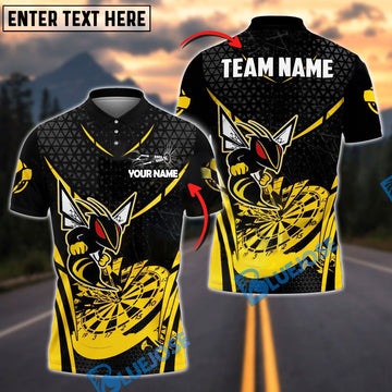 BlueJose Darts Yellow Hornet Graphic Personalized Name, Team Name Shirt (4 Colors)