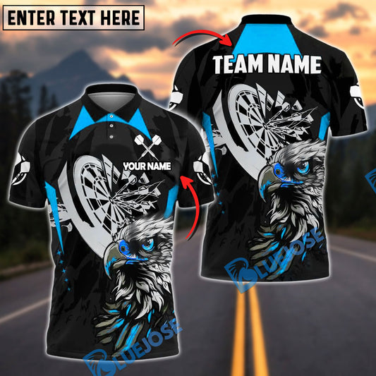 BlueJose Darts Fierce Eagle Illustration Personalized Name, Team Name Shirt (4 Colors)