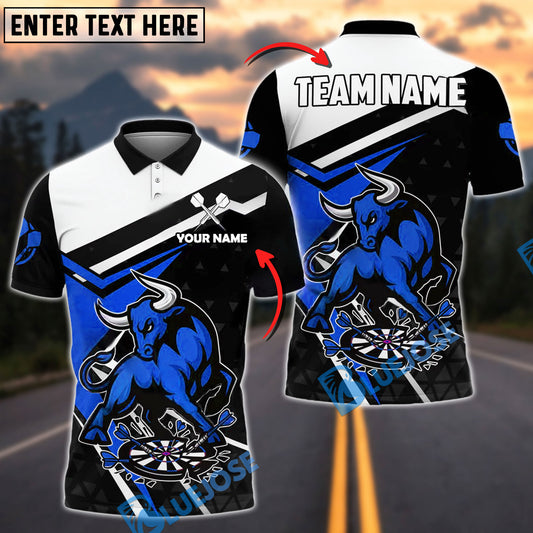 BlueJose Darts Aggressive Bull with Dartboard Personalized Name, Team Name Shirt (4 Colors)