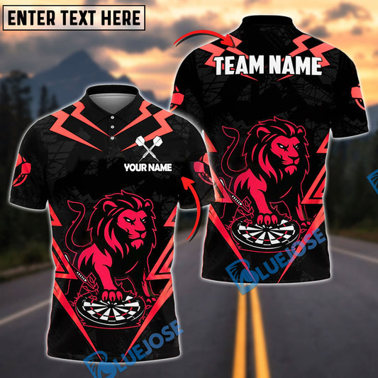 BlueJose Darts Lion Power Pose Personalized Name, Team Name Shirt (4 Colors)
