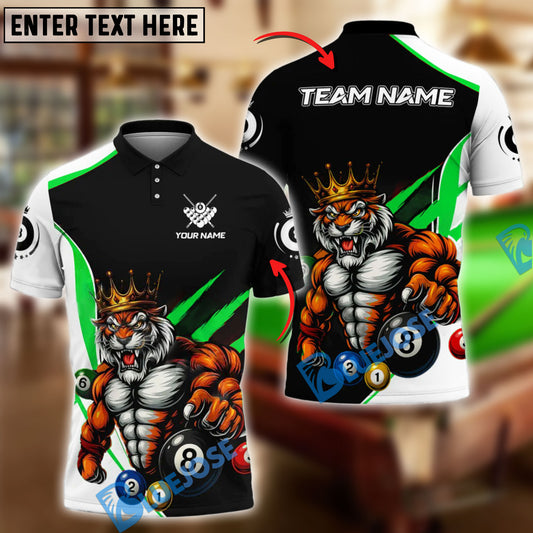 BlueJose Billiards 8-Ball Royal Tiger King Style Personalized Name Shirt (4 Colors)