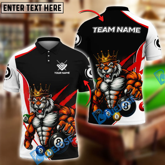 BlueJose Billiards 8-Ball Royal Tiger King Style Personalized Name Shirt (4 Colors)