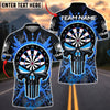 BlueJose Darts Punisher Skull Fire Customized Name, Team Name 3D Shirt (4 Colors)