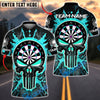 BlueJose Darts Punisher Skull Fire Customized Name, Team Name 3D Shirt (4 Colors)