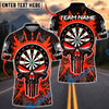 BlueJose Darts Punisher Skull Fire Customized Name, Team Name 3D Shirt (4 Colors)