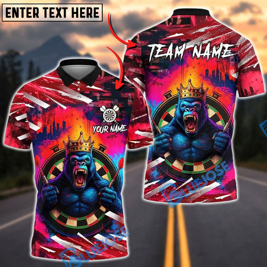 BlueJose Darts King Gorilla Graffiti Style Customized Name, Team Name 3D Shirt (4 Colors)