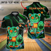 BlueJose Bowling And Pins Bear Neon Glow Customized Name, Team Name 3D Shirt (4 Colors)