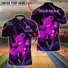 BlueJose Bowling And Pins Creepy Bear Customized Name, Team Name 3D Shirt (4 Colors)