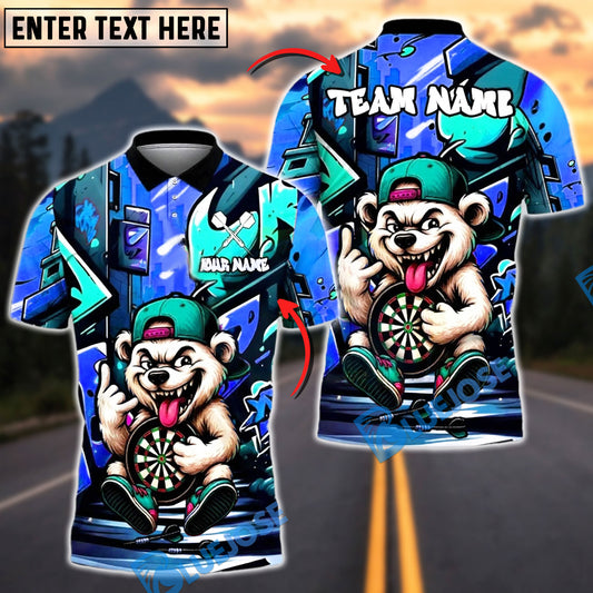 BlueJose Darts Dartboard Bear Street Style Customized Name, Team Name 3D Shirt (4 Colors)