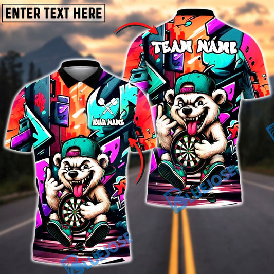 BlueJose Darts Dartboard Bear Street Style Customized Name, Team Name 3D Shirt (4 Colors)