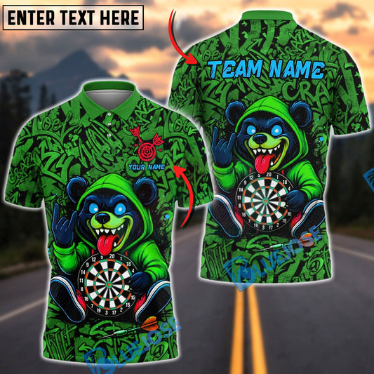 BlueJose Darts Urban Crazy Bear Customized Name, Team Name 3D Shirt (4 Colors)