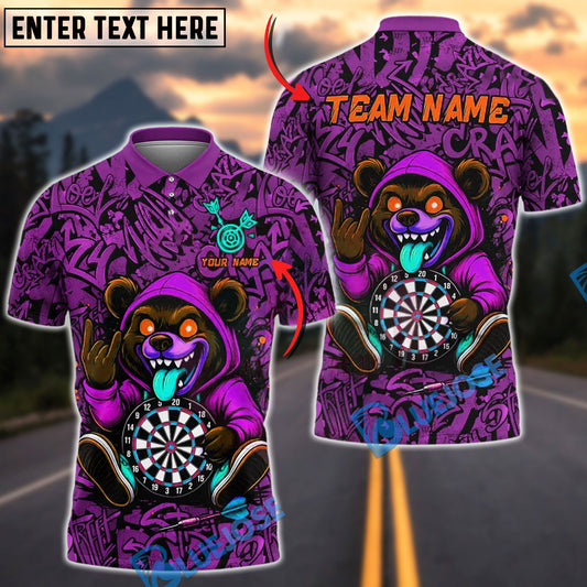BlueJose Darts Urban Crazy Bear Customized Name, Team Name 3D Shirt (4 Colors)