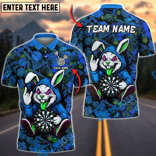 BlueJose Darts Urban Crazy Bunny Customized Name, Team Name 3D Shirt (4 Colors)