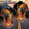 BlueJose Darts Fiery Lion Flame Customized Name, Team Name 3D Shirt (4 Colors)