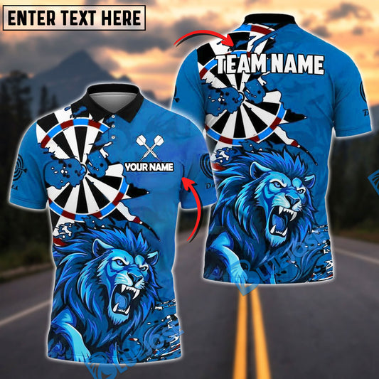 BlueJose Darts Lion Roaring Beast Style Personalized Name, Team Name Shirt (4 Colors)