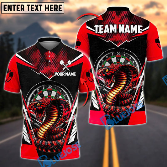 BlueJose Darts Cobra Aggressive Snake Theme Personalized Name, Team Name Shirt (4 Colors)