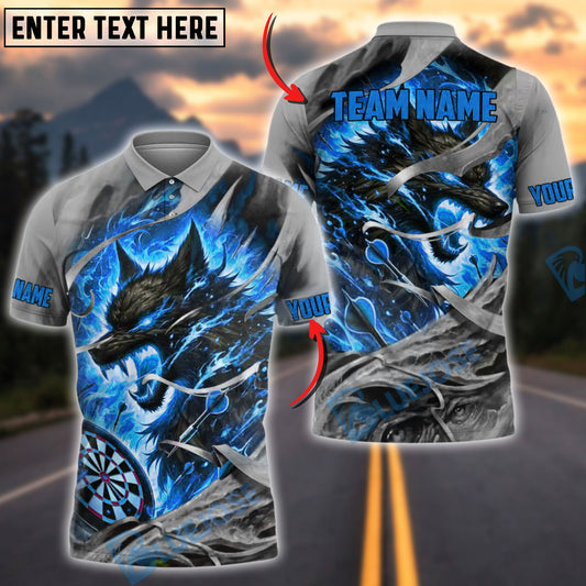 BlueJose Darts Fire Wolf Rage Customized Name, Team Name 3D Shirt (4 Colors)