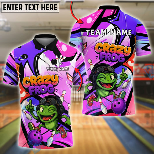 BlueJose Bowling And Pins Crazy Frog Pilot Adventure Style Customized Name, Team Name 3D Shirt (4 Colors)