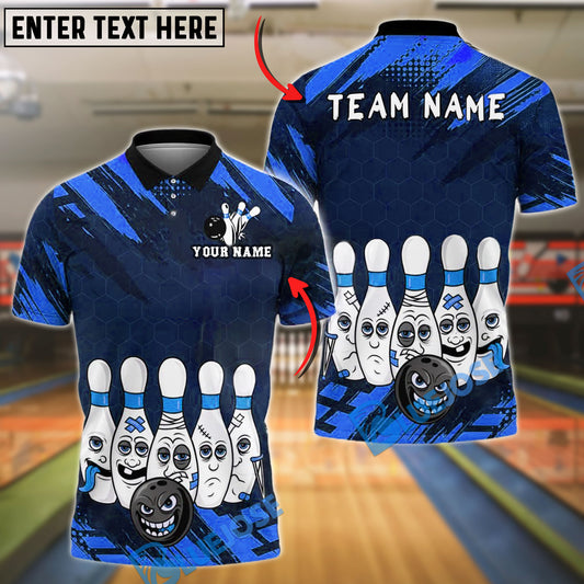 BlueJose Bowling And Pins Horror Pins Face Expression Customized Name, Team Name 3D Shirt (4 Colors)