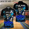 BlueJose Bowling And Pins Skull DJ Crew Customized Name, Team Name 3D Shirt (4 Colors)