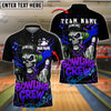 BlueJose Bowling And Pins Skull DJ Crew Customized Name, Team Name 3D Shirt (4 Colors)