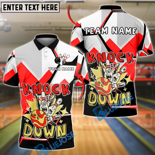 BlueJose Bowling And Pins Knock Down Explosion Design Customized Name, Team Name 3D Shirt (4 Colors)