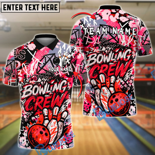 BlueJose Bowling And Pins Urban Scribble Customized Name, Team Name 3D Shirt (4 Colors)