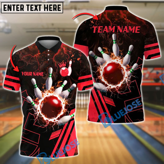 BlueJose Bowling And Pins Electric King Customized Name, Team Name 3D Shirt (4 Colors)