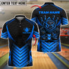 BlueJose Bowling Angry Ball Black Carbon Pattern Customized Name, Team Name 3D Shirt (4 Colors)