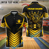 BlueJose Bowling Angry Ball Black Carbon Pattern Customized Name, Team Name 3D Shirt (4 Colors)