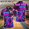 BlueJose Bowling Neon Cartoon Ball Never Give Up Customized Name, Team Name 3D Shirt (4 Colors)